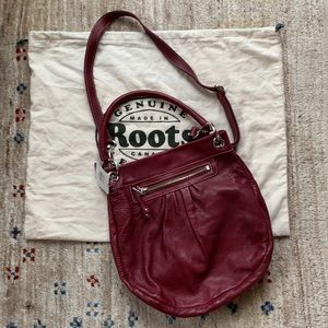 ROOTS Olivia Leather Purse Bag in Merlot, NEW w/Dustbag